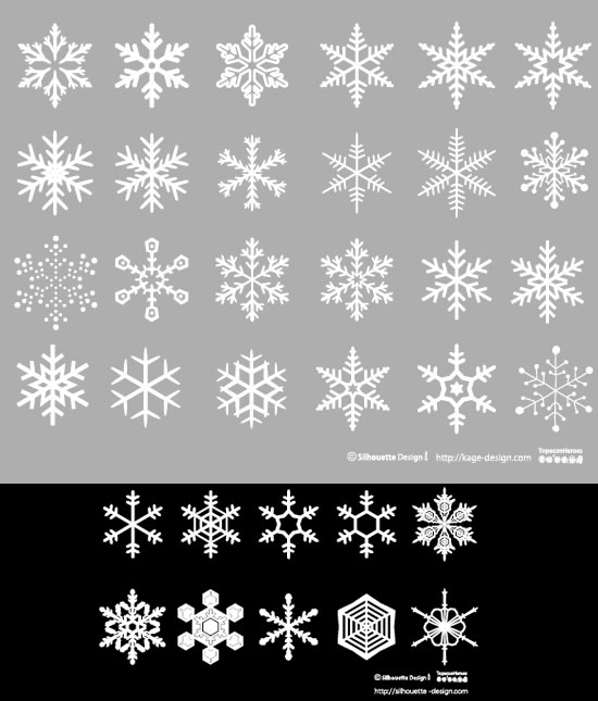 雪の結晶のシルエット素材（シルエットデザイン）